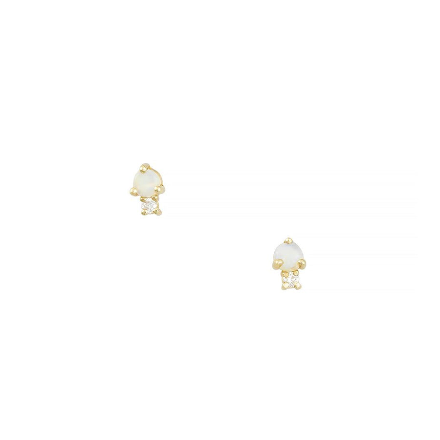CP Collection - Opal and Diamond Sibling Studs - The Clay Pot - CP Collection - All Earrings, celestial, classic, color, Diamond, earrings, Earrings:Studs, opal, splurge, studs
