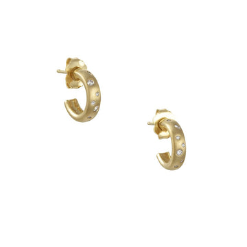 CP Collection - Scattered Diamond Huggie Earrings - The Clay Pot - CP Collection - 14k gold, All Earrings, diamond, Earring:Hoops, Hoops, splurge