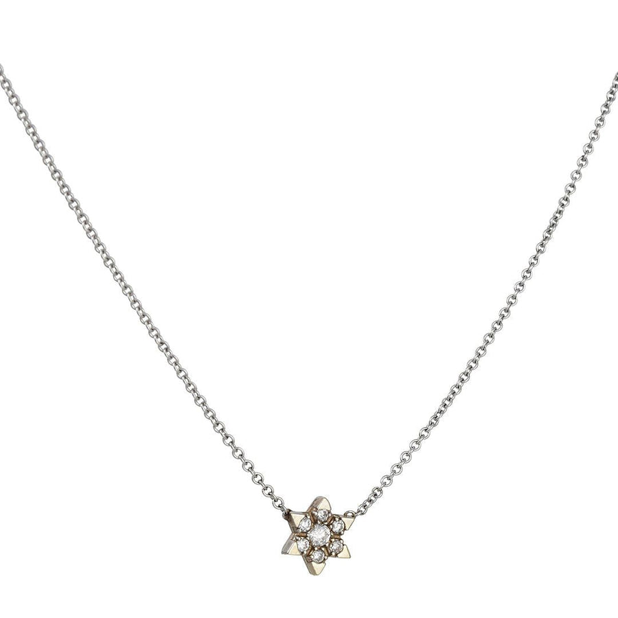 3D Hammered 14k White Gold Bold Star of David Necklace