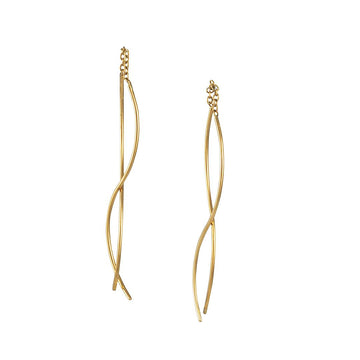 Shaesby - Small Curve Thread Thru Earrings - The Clay Pot - Shaesby - 14k gold, All Earrings, threaderearrings, threaders, threadthru