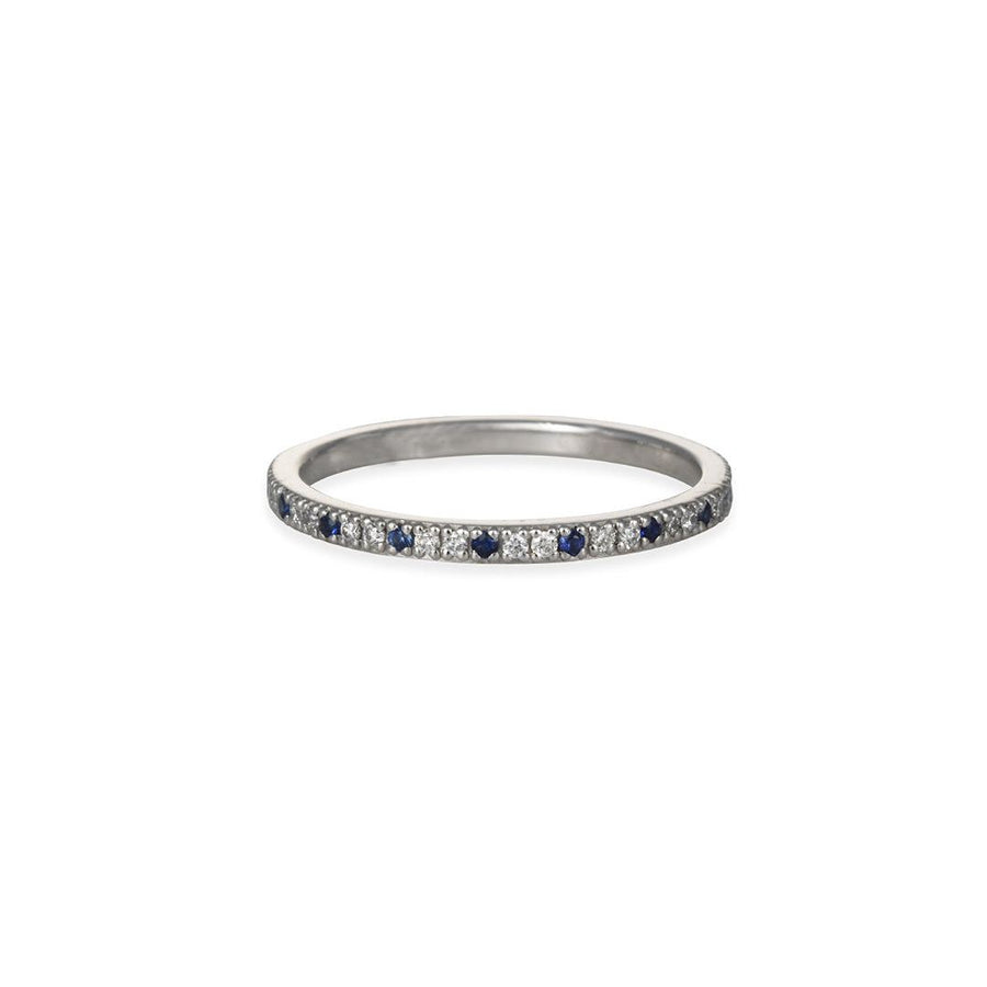 SALE - Diamond and Sapphire Eternity Band - The Clay Pot - Infinity Line - diamond, platinum, ring, SALE, sapphire, Size 6