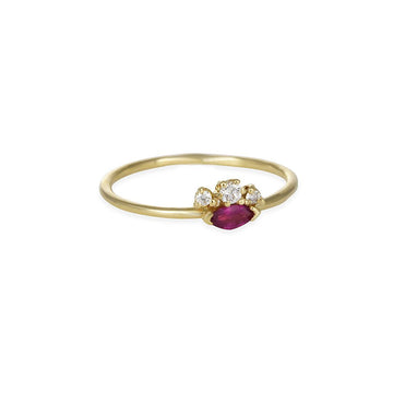 SALE - Madeline with Ruby - The Clay Pot - Katie Diamond - 14k gold, diamond, ring, ruby, SALE, Size 5, vday