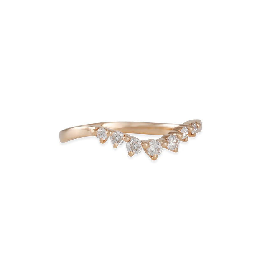 Liven - Seven Diamonds Curved Band in 14K Rose Gold - The Clay Pot - Liven Co. - 14k rose gold, diamond, ring, Size 6