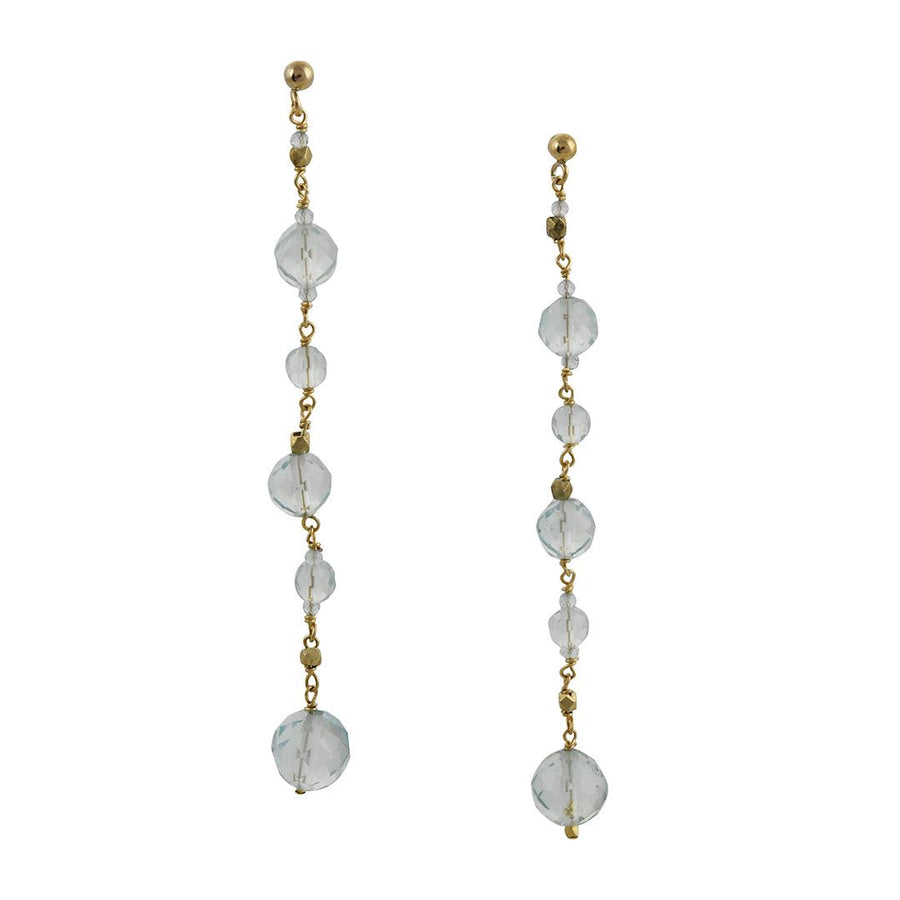 Danielle Welmond - Aqua Quartz Long Drop Earrings - The Clay Pot - Danielle Welmond - All Earrings, dangle earrings, earrings, Gold fill, quartz, Style:Dangle Earrings