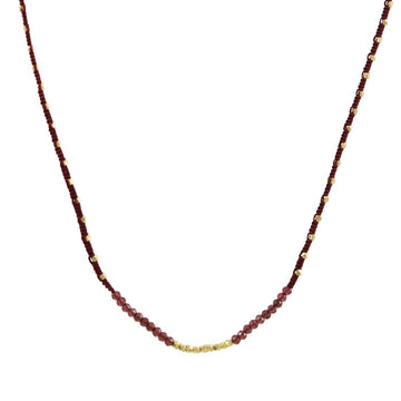 Danielle Welmond - Garnet and Gold Vermeil Beaded Necklace - The Clay Pot - Danielle Welmond - color, garnet, necklace, vday