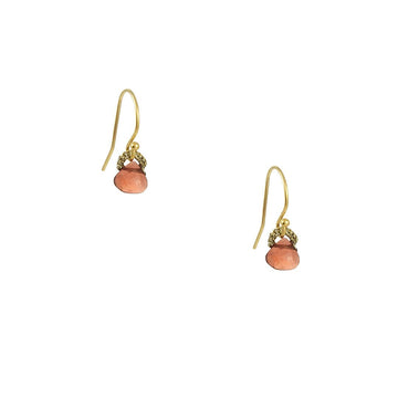 Danielle Welmond - Woven Baby Garnet Drop Earrings in Gold Fill - The Clay Pot - Danielle Welmond - All Earrings, dangle earrings, garnet, Gold fill