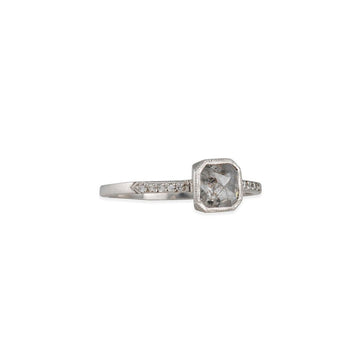 Jennifer Dawes - Grey Diamond Blockette Solitaire - The Clay Pot - Dawes Designs - Diamond, engagementring, platinum, raw diamond, ring, Size 7