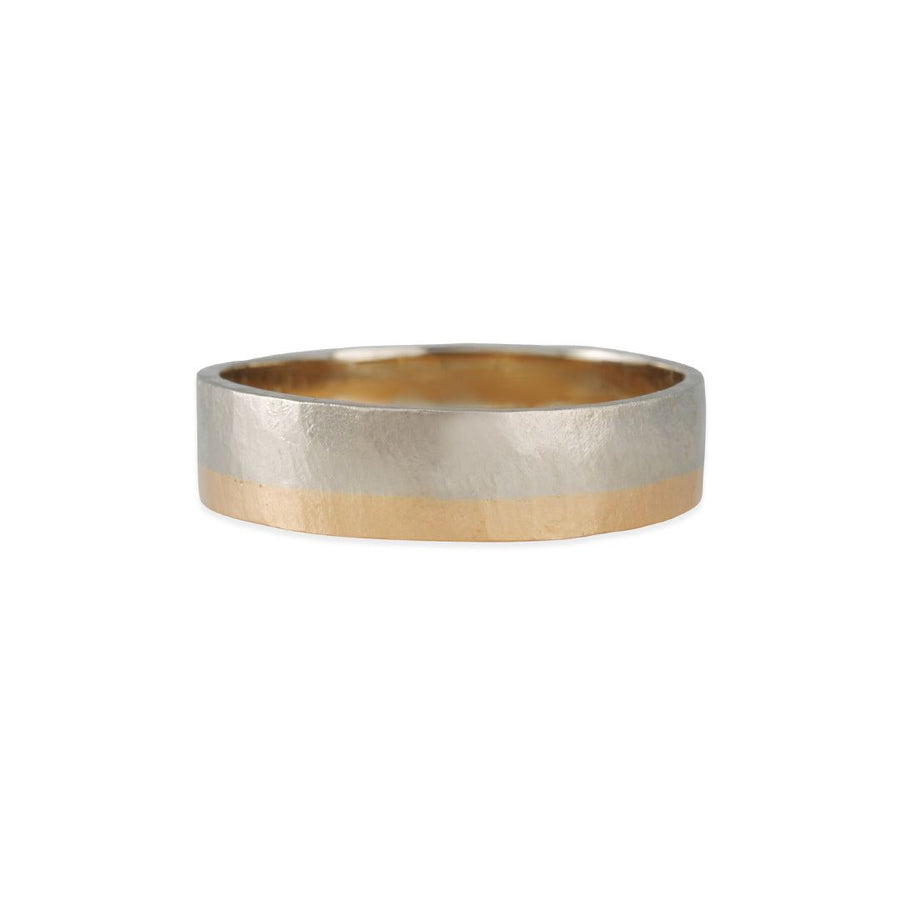 Jennifer Dawes - Two Tone Hewn Band - The Clay Pot - Dawes Designs - 18k gold, mensband, ring, Size 9.5