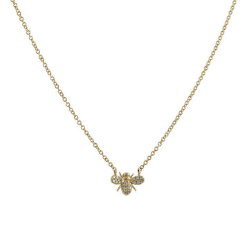 Liven - Petite Pave Bee Necklace in 14K Gold - The Clay Pot - Liven Co. - 14k gold, diamond, necklace, pave