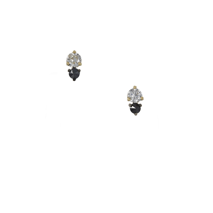 TAP by Todd Pownell - Prong set double White and Black diamond stud