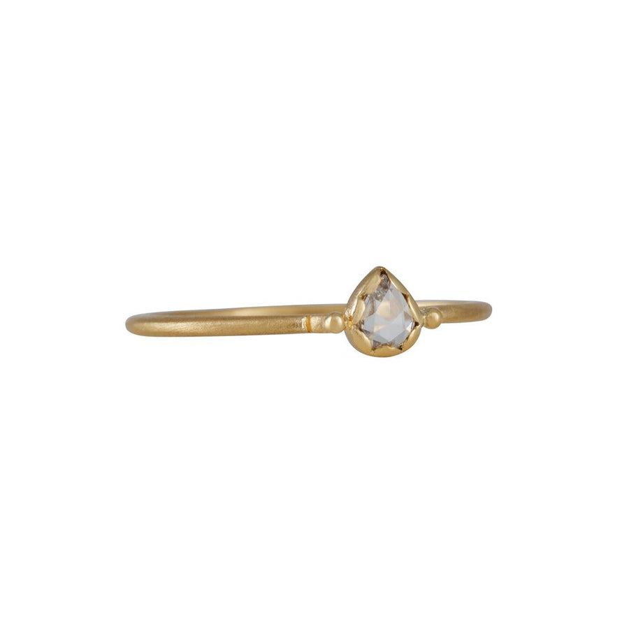 Megan Thorne - Lottie Ring With Pear Shaped Rose Cut Diamond - The Clay Pot - Megan Thorne - 18k gold, engagementring, ring, rosecut diamond, Size 6