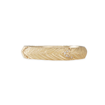 Rebecca Overmann - Pave Feather Wedding Band - The Clay Pot - Rebecca Overmann - 14k gold, Diamond, ring, Size 7, weddingbands, womansbands