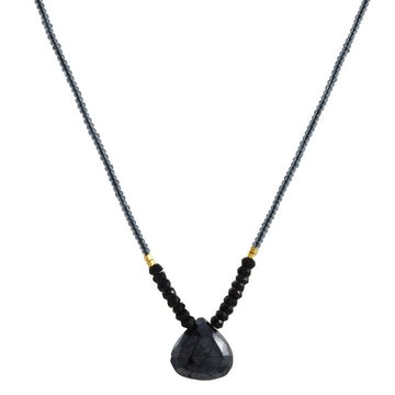 Debbie Fisher - Black Spinel and Gold Bead Necklace - The Clay Pot - Debbie Fisher - Necklace, Spinel, Style:Beaded Necklace