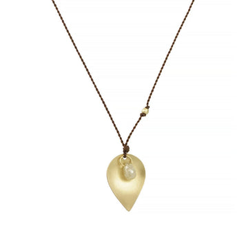 Margaret Solow - Briolette Diamond and 18k Gold Leaf Necklace - The Clay Pot - Margaret Solow - 18k gold, diamond, Layering, necklace, Style:Single Pendant