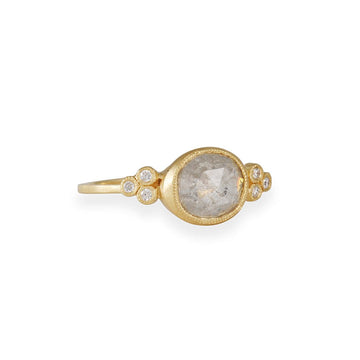 Jennifer Dawes - Raw Diamond Clover Engagement Ring - The Clay Pot - Dawes Designs - 18k gold, Diamond, engagementring, raw diamond, ring, rosecut diamond