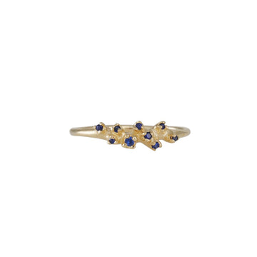 N+A New York - Blue Sapphire Cluster Ring - The Clay Pot - N+A New York - 14k gold, delicatering, organic, ring, sapphire, Size 6, stackingring, yellowgold