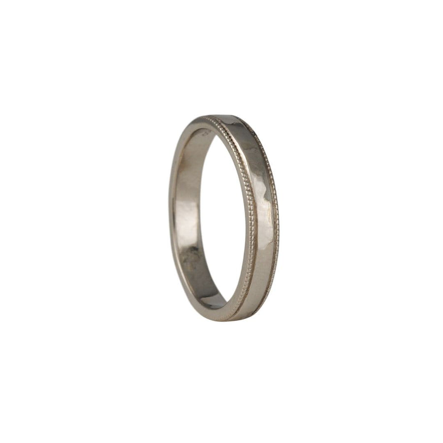 SALE - 3mm Flat Hand Milligrained Band - The Clay Pot - CP Collection - Platinum, Ring, SALE, Size 6