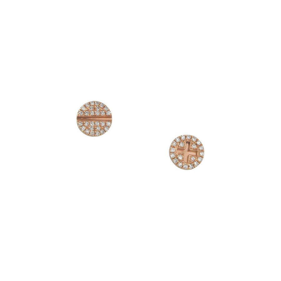 SALE - Diamond Pave Screw Posts in 14K Rose Gold - The Clay Pot - CP Collection - All Earrings, diamonds, pave, SALE