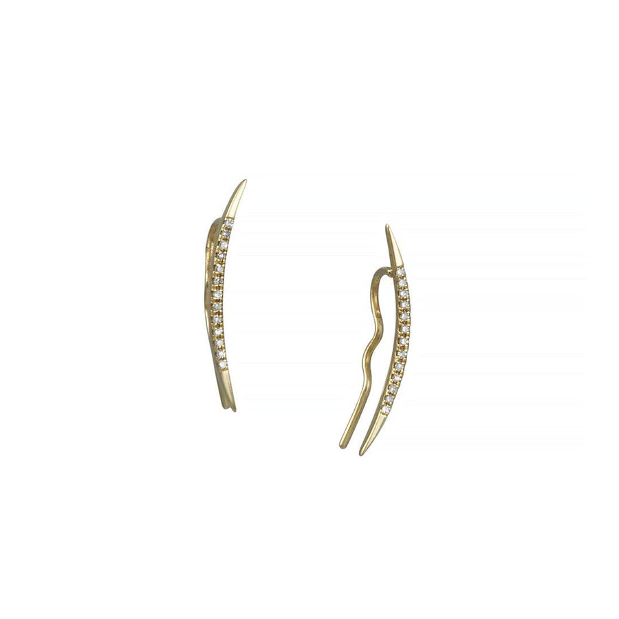 Liven Co. - Curved Ear Climbers With Pave Diamonds in 14K Gold - The Clay Pot - Liven Co. - 14k gold, All Earrings, classic, climbers, Diamond, earrings, pave