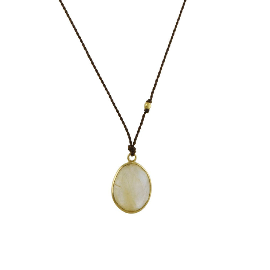 Margaret Solow - Oval Rutilated Quartz Necklace - The Clay Pot - Margaret Solow - consignment, msts, neckalce, Necklace, quartz, rutilatedquartz, Style:Single Pendant