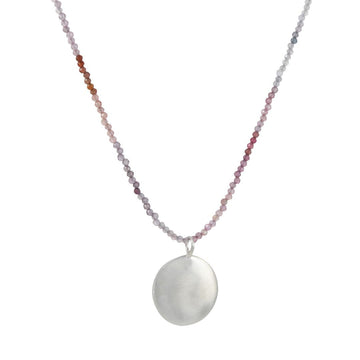 Philippa Roberts - Sapphire Necklace with Silver Disc - The Clay Pot - Philippa Roberts - Necklace, Sapphire, silver