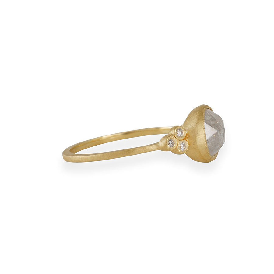 Jennifer Dawes - Raw Diamond Clover Engagement Ring - The Clay Pot - Dawes Designs - 18k gold, Diamond, engagementring, raw diamond, ring, rosecut diamond