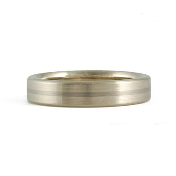 JERRY SPAULDING - Flat Single Stripe Band - The Clay Pot - Jerry Spaulding - 14k gold, 14k white gold, mensband, ring, wedding band