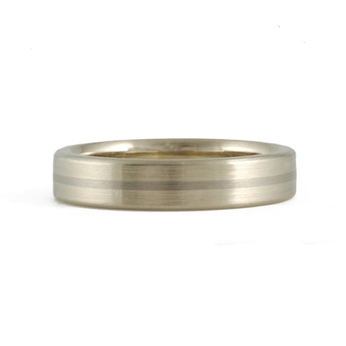 JERRY SPAULDING - Flat Single Stripe Band - The Clay Pot - Jerry Spaulding - 14k gold, 14k white gold, mensband, ring, wedding band