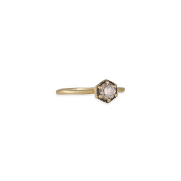 Satomi Kawakita - Hexagon Ring with Brown Diamond - The Clay Pot - Satomi Kawakita - 18k gold, Brown Diamond, Diamond, ring