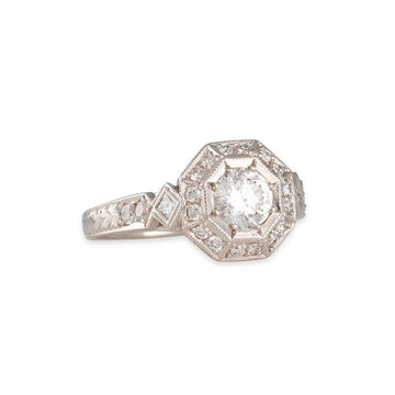 SALE  - Antique Style Octagon Setting - The Clay Pot - CP Collection - Diamond, engagementring, platinum, ring, round, SALE, Size 6
