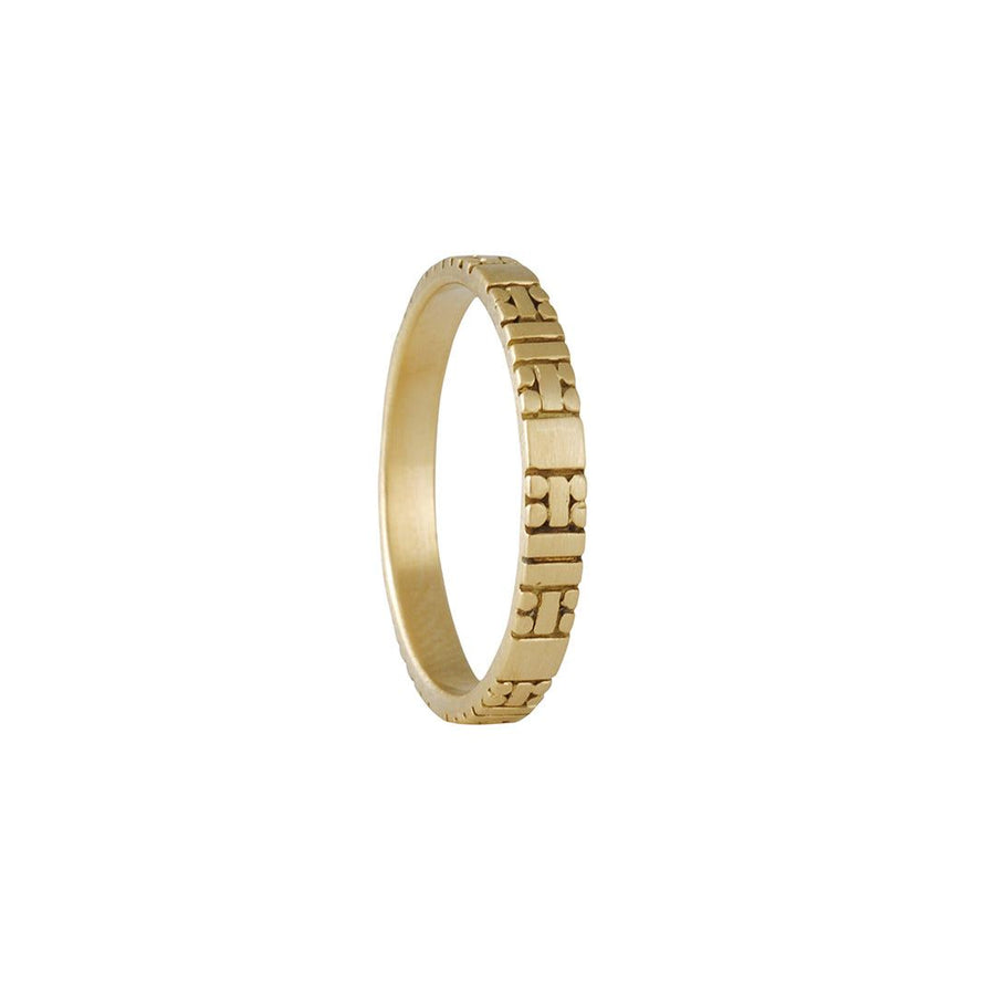 Marian Maurer - Narrow Code Band - The Clay Pot - Marian Maurer - 18k gold, ring, Size 6, weddingbands, womansbands