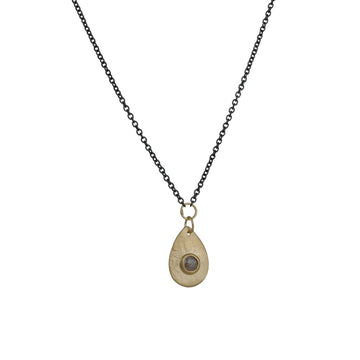Sarah McGuire - Cecily Raw Diamond Teardrop Necklace - The Clay Pot - Sarah McGuire - 18k gold, Brown Diamond, mixed metals, Necklace, rosecut diamond, Sterling Silver, Style:Single Pendant