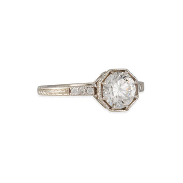 Lori Mclean x Diamond Foundry - Engraved Octagon Solitaire - The Clay Pot - Lori McLean - 14k white gold, Diamond, engagementring, ring, Size 6