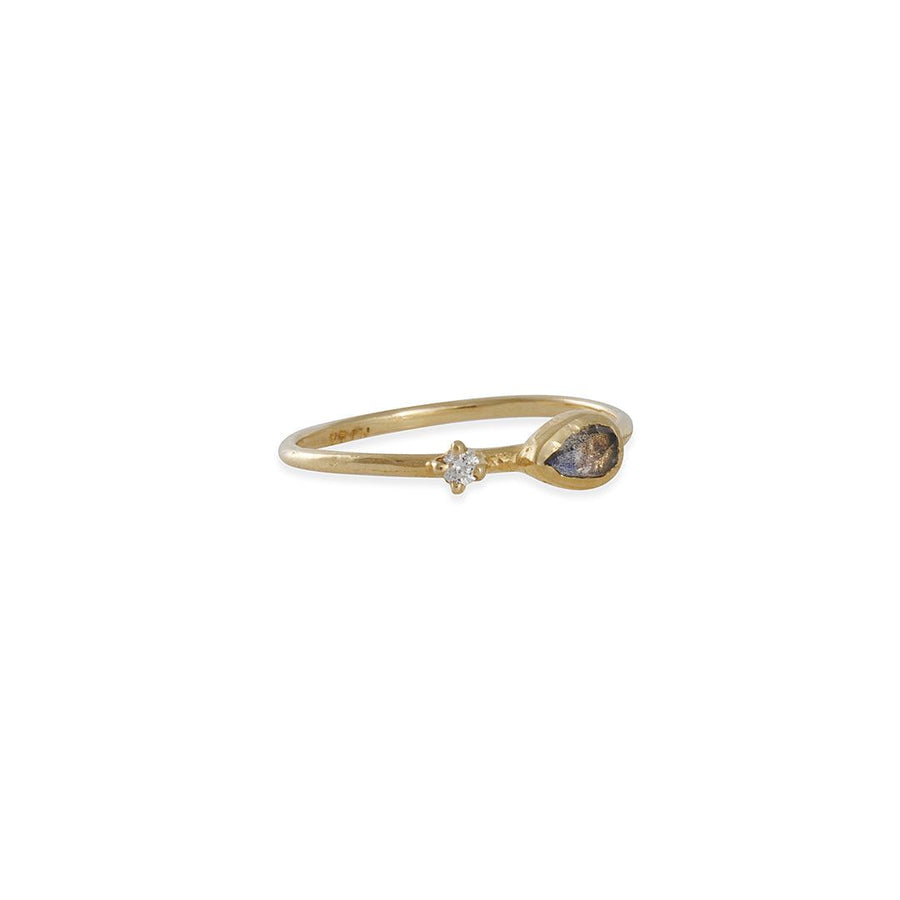 Misa Jewelry - Guilding Light Ring - The Clay Pot - Misa Jewelry - 14k gold, celestial, Diamond, graduation, Labradorite, ring, Size 6