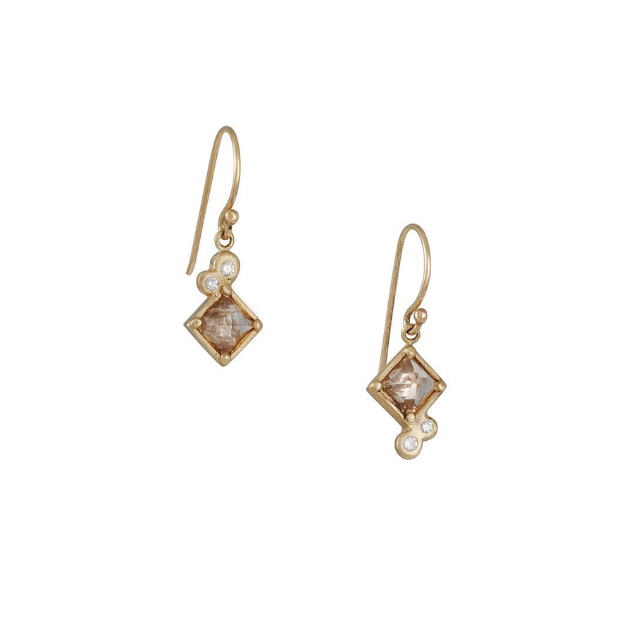 Rebecca Overmann - Champagne Diamond Checkerboard Earrings - The Clay Pot - Rebecca Overmann - 14k gold, All Earrings, anniversary, champagne diamond, Diamond