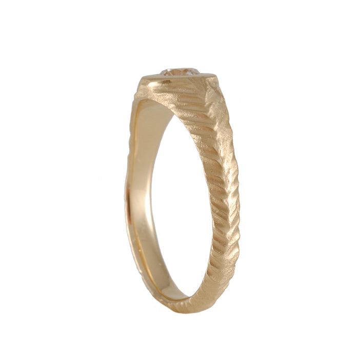 Rebecca Overmann - Feather Bezel Solitaire - The Clay Pot - Rebecca Overmann - 14k gold, Diamond, engagementring, ring, Size 5.5