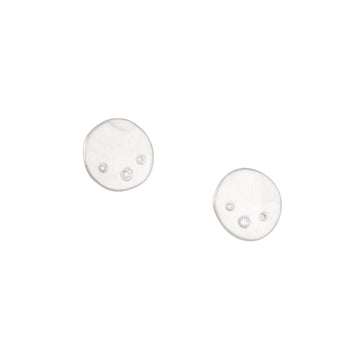Sarah McGuire - Diamond Moon Studs - The Clay Pot - Sarah McGuire - All Earrings, classic, Diamond, Earrings:Studs, Sterling Silver, studs, Style:Studs