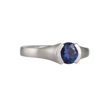 SHOLDT DESIGN- Half Bezel Ring with Blue Sapphire - The Clay Pot - Sholdt Designs - ring, Sapphire, Size 6