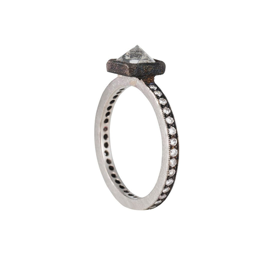 TAP by Todd Pownell - Inverted Princess Solitaire With Eternity Band - The Clay Pot - TAP by Todd Pownell - blackdiamond, Diamond, ring, Size 6.5